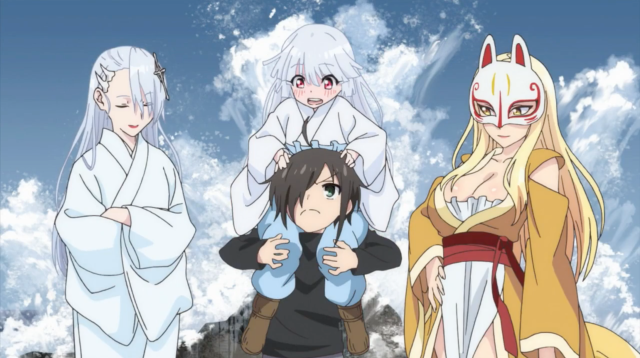 Group people sky clouds standing free wallpaper - medium preview image