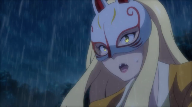Woman cat mask rain yellow free wallpaper - medium preview image