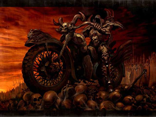 Skeleton motorcycle skulled ground demon free wallpaper - medium preview image
