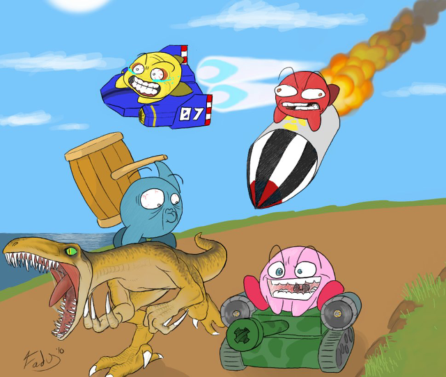Dinosaur car fire man monster free wallpaper - medium preview image