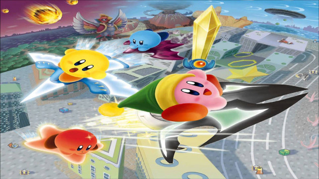 Cartoon character flying city background free wallpaper - medium preview image