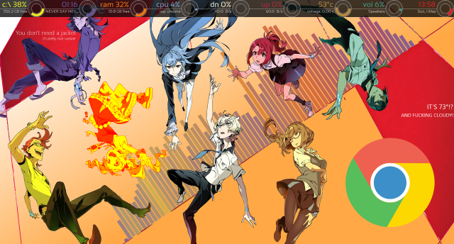 Anime characters running fire theme free wallpaper - medium preview image