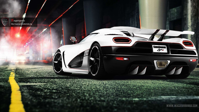White sports car tunnel yellow free wallpaper - medium preview image