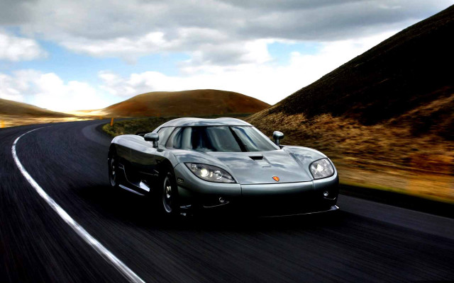 Silver sports car mountain range free wallpaper - medium preview image