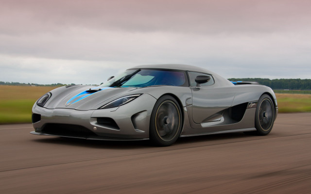 Silver sports car road field free wallpaper - medium preview image