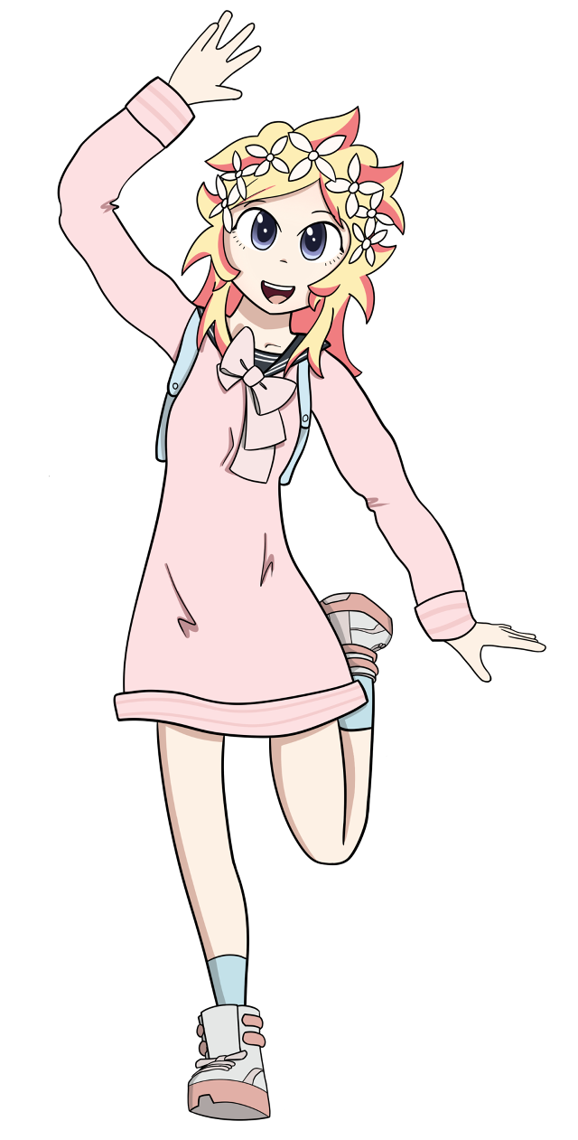 Cartoon girl pink dress white free wallpaper - medium preview image