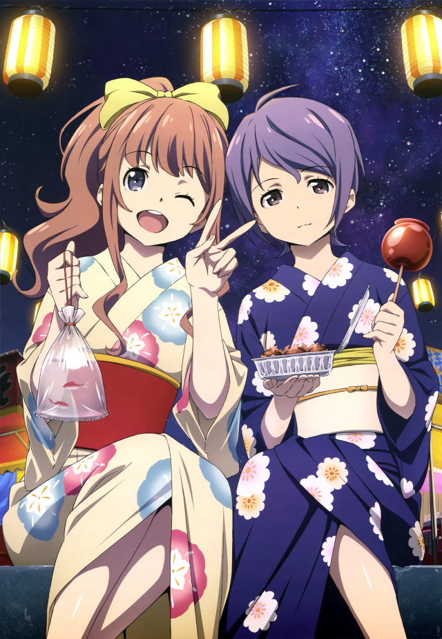 Anime girls kimonos lollipops pointing free wallpaper - medium preview image