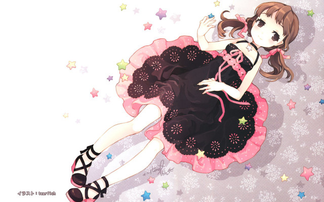 Girl dress bed stars ponytail free wallpaper - medium preview image