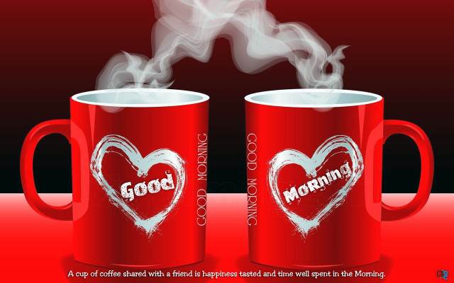 Red coffee mugs heart good free wallpaper - medium preview image