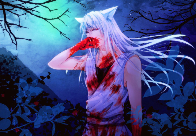 White haired woman red rose free wallpaper - medium preview image