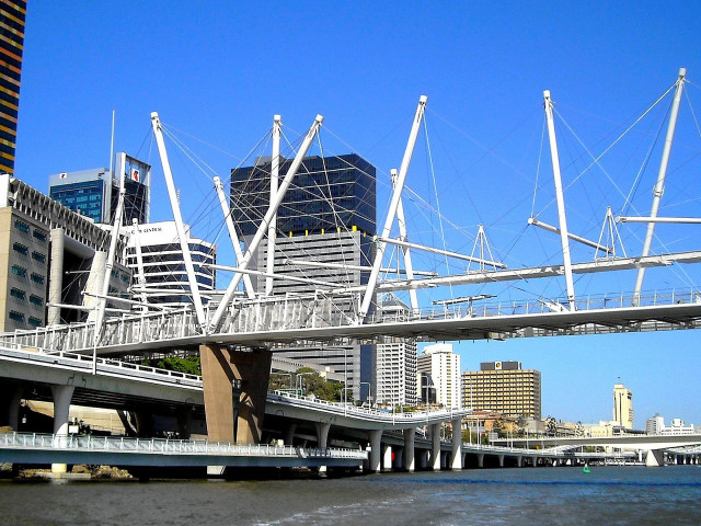 Bridge water buildings background blue free wallpaper - medium preview image