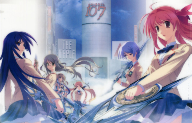 Anime girls tall building sky free wallpaper - medium preview image