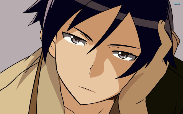Man brownjacket blackhair portrait celshading free wallpaper - medium preview image