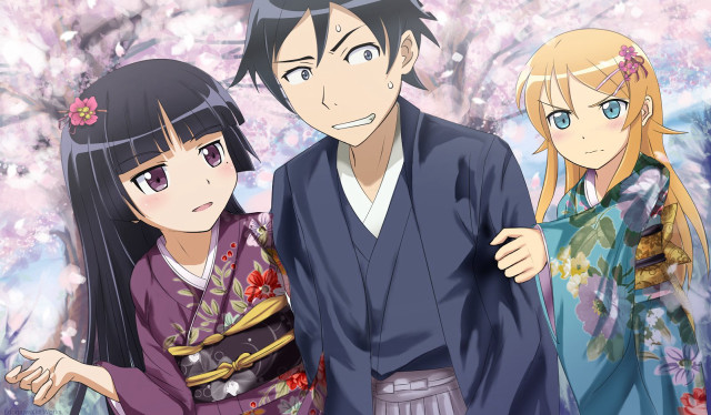 Anime couple tree pink flowers #2 free wallpaper - medium preview image