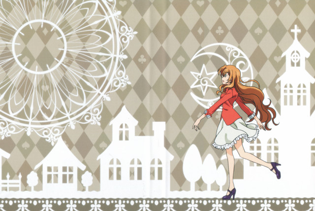 Girl redshirt whiteskirt clocktower magicalrealism free wallpaper - medium preview image