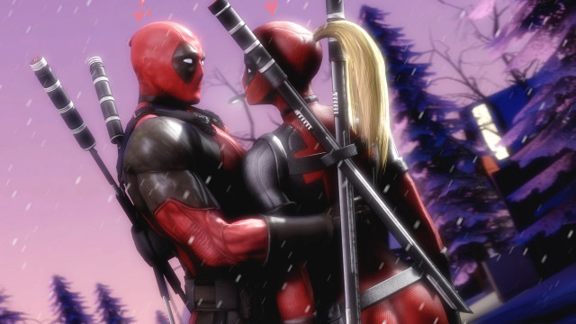 Deadpools snow swords purple sky free wallpaper - medium preview image