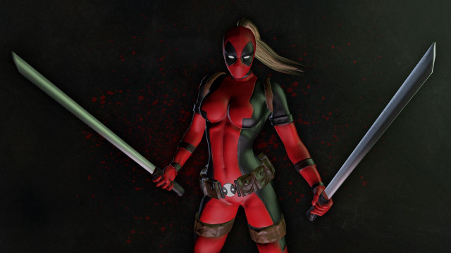 Woman deadpool outfit swords knife free wallpaper - medium preview image