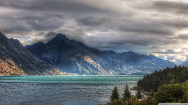 Mountain lake cloudy sky range free wallpaper - medium preview image