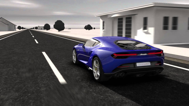 Blue sports car road white free wallpaper - medium preview image