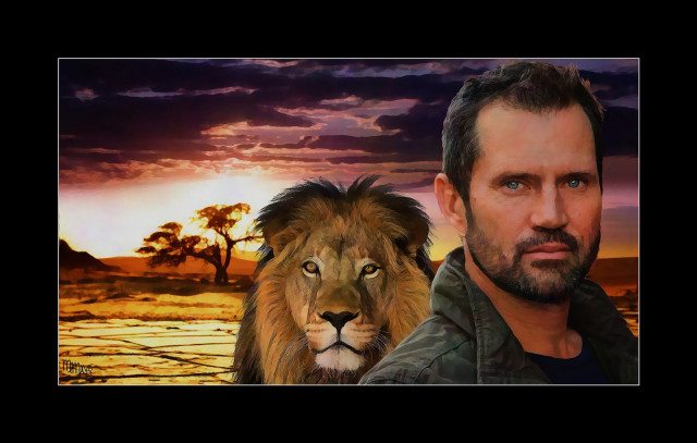 Man lion shoulder sunset image free wallpaper - medium preview image