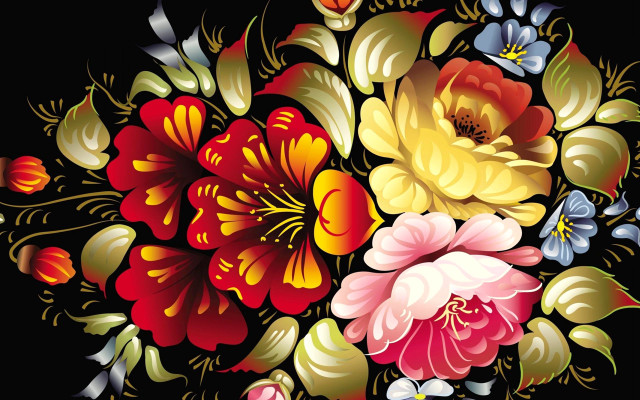 Bouquet flowers black background red #2 free wallpaper - medium preview image