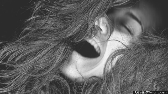 Woman blowing wind closed eyes free wallpaper - medium preview image