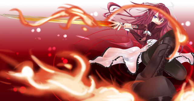 Woman long hair holding sword free wallpaper - medium preview image