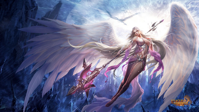 Woman sword wings forest giant free wallpaper - medium preview image