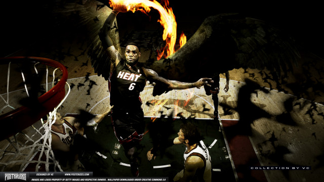 Basketball player fire hoop background free wallpaper - medium preview image
