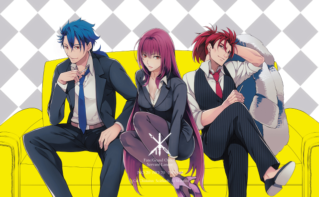 Anime characters couch checkered walls free wallpaper - medium preview image