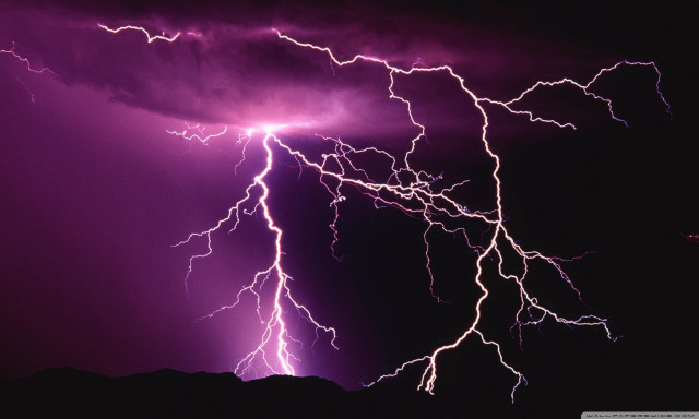 Lightning bolt night sky purple free wallpaper - medium preview image