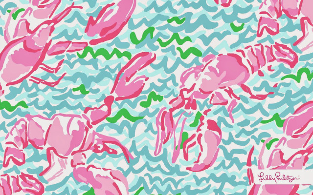 Pink blue pattern crabs leaves free wallpaper - medium preview image
