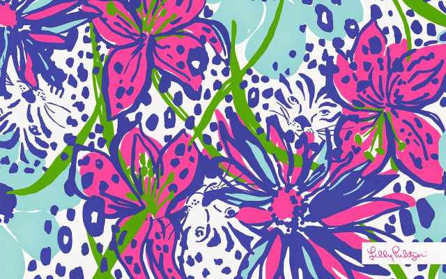 Colorful flower pattern blue background #2 free wallpaper - medium preview image