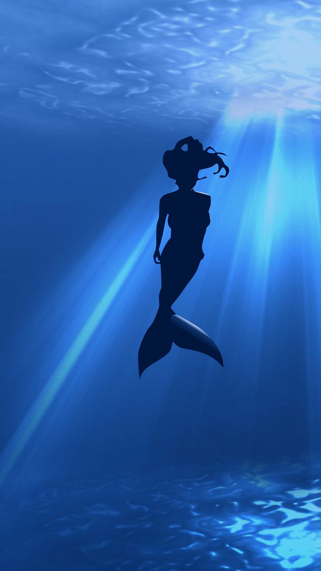 Mermaid silhouette swimming underwater light free wallpaper - medium preview image