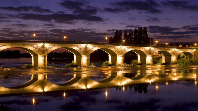 Lit bridge night water city #2 free wallpaper - medium preview image