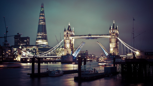 Bridge tower clock night cityscape #4 free wallpaper - medium preview image