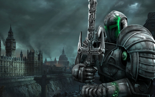 Man armor sword castle dark free wallpaper - medium preview image