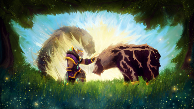 Bears touching forest sky stars free wallpaper - medium preview image