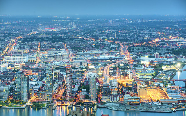 City tall buildings river nighttime #2 free wallpaper - medium preview image