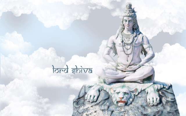 Shiva statue rock clouds message free wallpaper - medium preview image