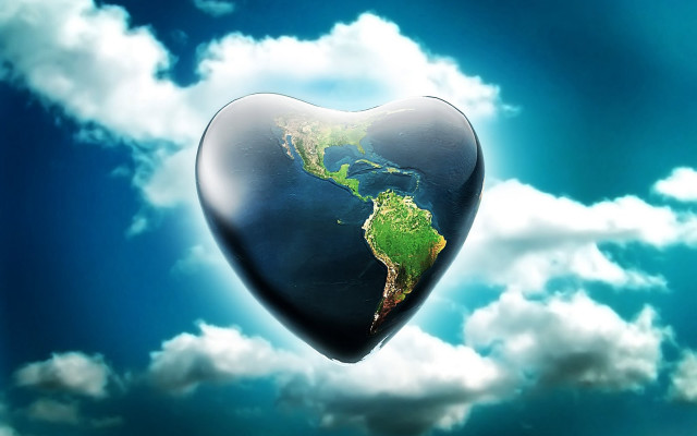 Heart shaped world map cloudy free wallpaper - medium preview image