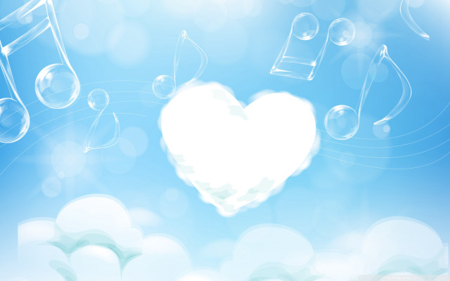 Heart floating musical notes blue free wallpaper - medium preview image
