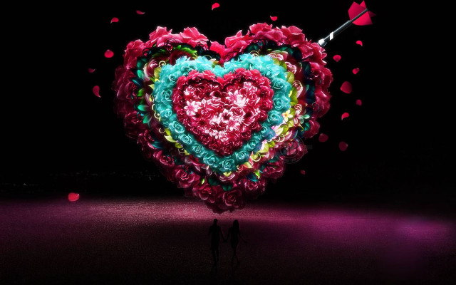 Heart sculpture person flag middle free wallpaper - medium preview image