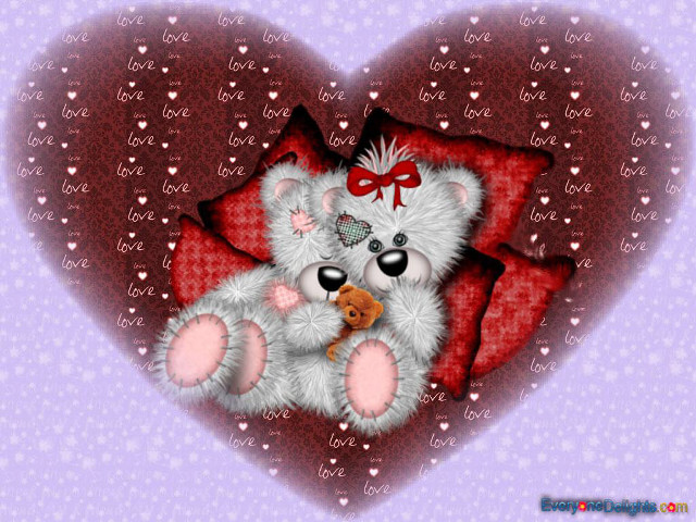 White teddy bear heart pillow free wallpaper - medium preview image