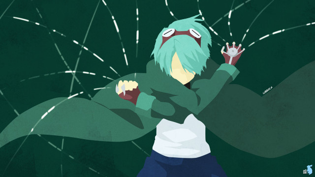 Green coat dynamic pose aqua free wallpaper - medium preview image