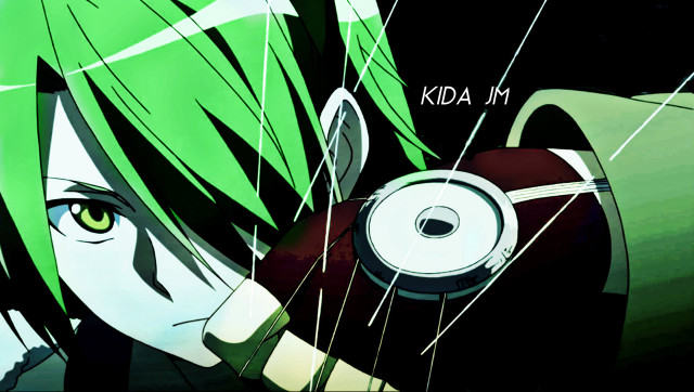 Anime green hair headphones microphone free wallpaper - medium preview image