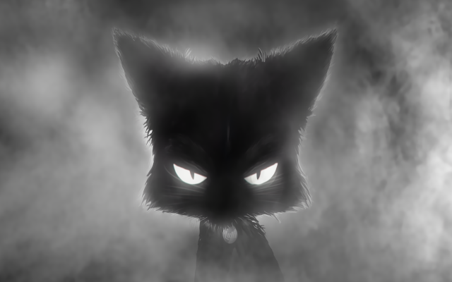 Black cat glowing eyes fog free wallpaper - medium preview image