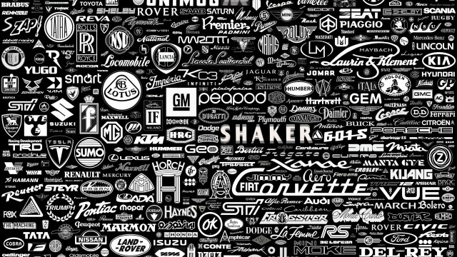 Logos pattern black white variety free wallpaper - medium preview image