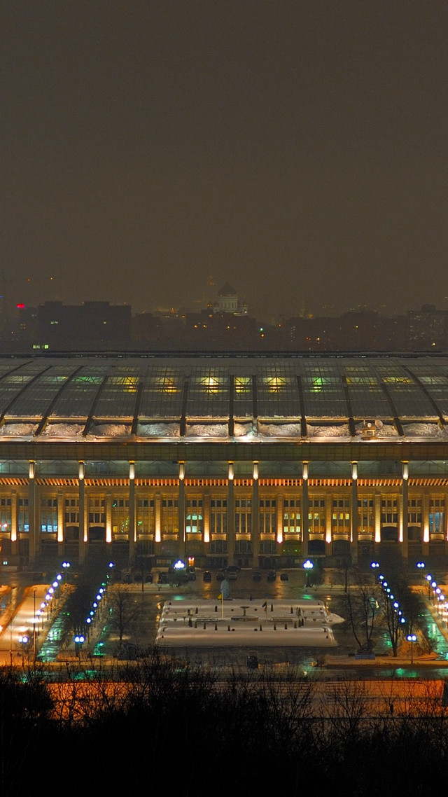 Large building lit roof night free wallpaper - medium preview image