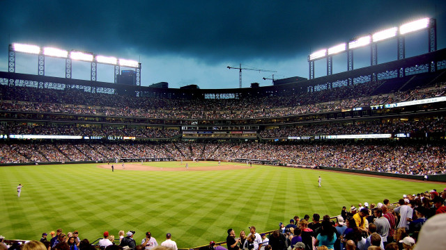 Baseball stadium crowd cloudy day free wallpaper - medium preview image